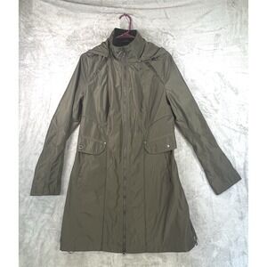Laundry by Shelli Segal Womens S Olive Green‎ Gorpcore Rain Jacket Parka Chic